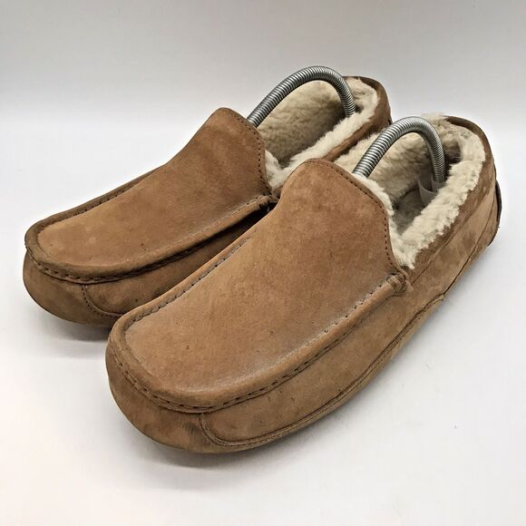 UGG Ascot 5775 Chestnut Moccasin Men's 12 Driving Loafer Suede Shearling Slipper - Picture 3 of 13